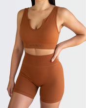 Load image into Gallery viewer, Ribbed Biker Shorts- Caramel